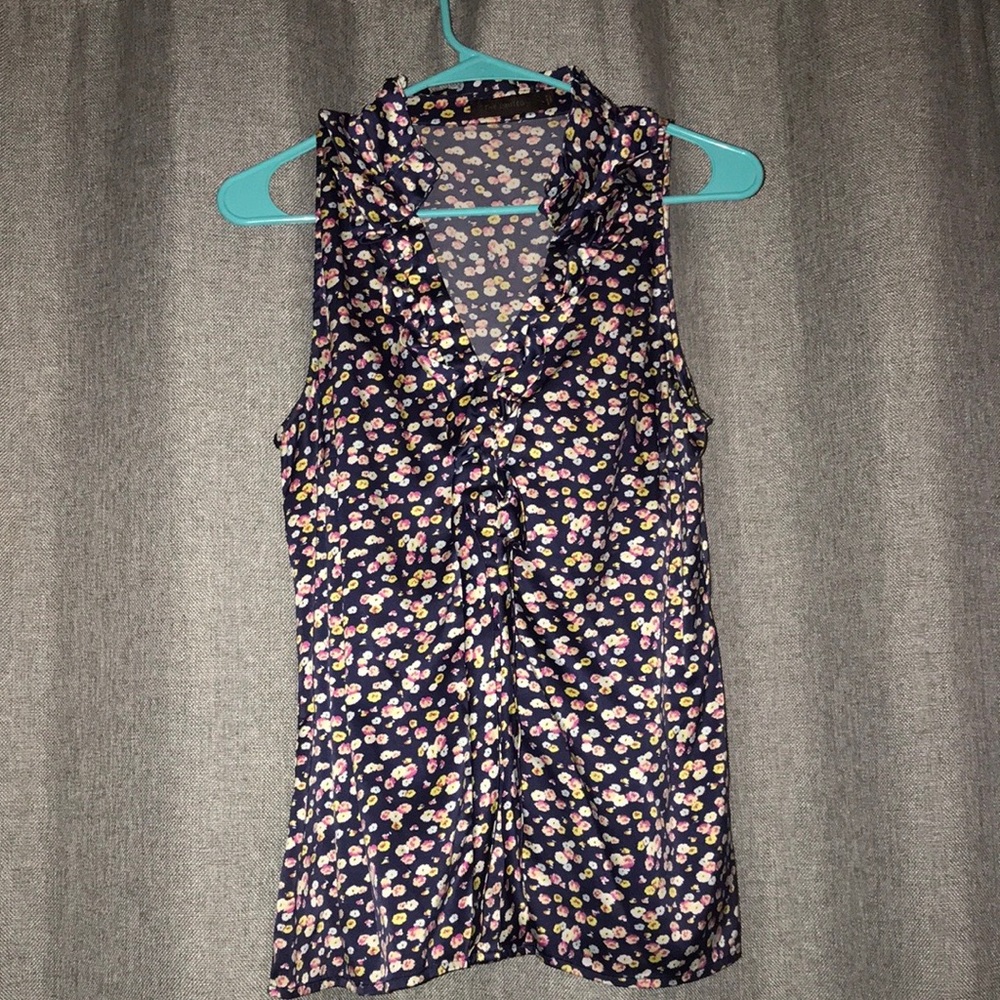 The Limited L sleeveless silky blouse -ruched back